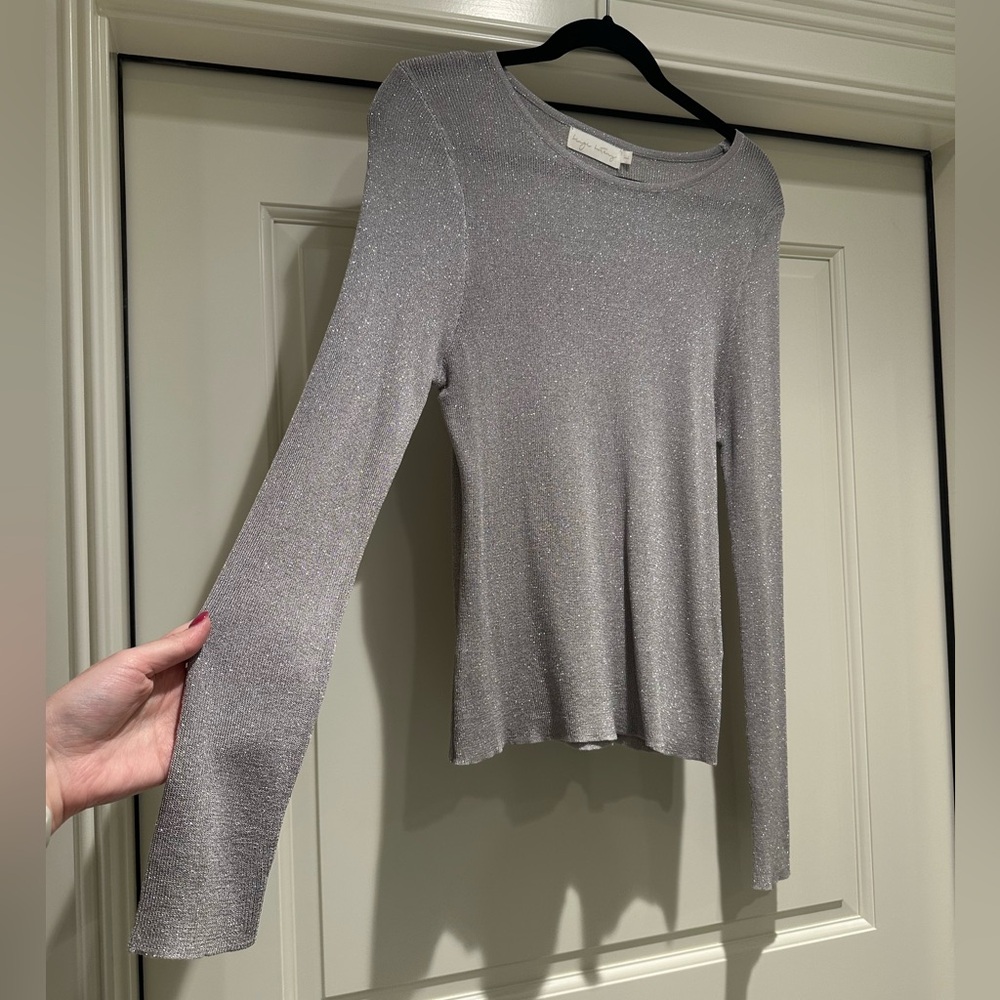 Gray Shimmer Long Sleeve Knit Sz Large